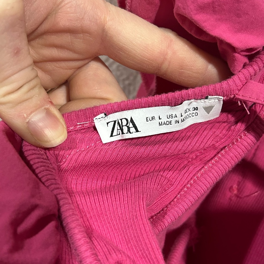 Zara Pink Ruffled Bodysuit Large - Picture 3 of 3